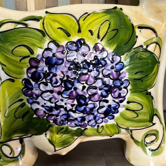 Vintage violets Turov Ceramic Hand Painted cow blooming in time for spring - Picture 3 of 13